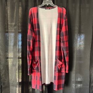 Women's Red and Black Buffalo Plaid Cardigan
